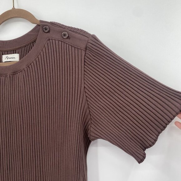 Rowan Size Large Brown Alison Rib Tee Shirt Dress Mini Pockets - Picture 9 of 14
